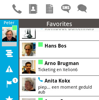 Favorieten Met de Xelion 6 softphone kun je een Favorietenlijst samenstellen met bijvoorbeeld de personen of organisaties waar je vaak