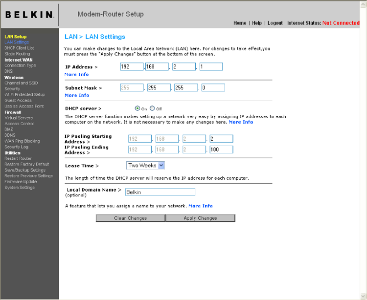 Gebruikmaken van de geavanceerde webinterface LAN-instellingen wijzigen Hier kunt u alle interne LAN-instellingen van de router bekijken en aanpassen. (1) (2) (3) (4) (5) (6) 1.