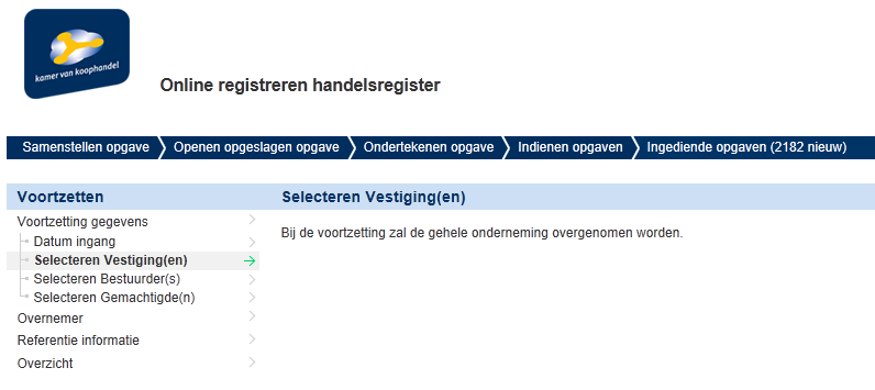 Inschrijving nieuwe BV als voortzetting van eenmanszaak, BV io, of VOF Het is mogelijk om een nieuwe BV in te schrijven als voortzetting van een eenmanszaak, BV io. of vof.