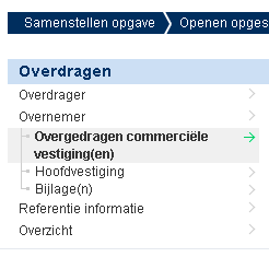 Overdragen vestiging(en)/onderneming naar een bestaande inschrijving Via de service kunt u één of meerdere vestigingen (met adres in Nederland) of een gehele onderneming overdragen naar een bestaande