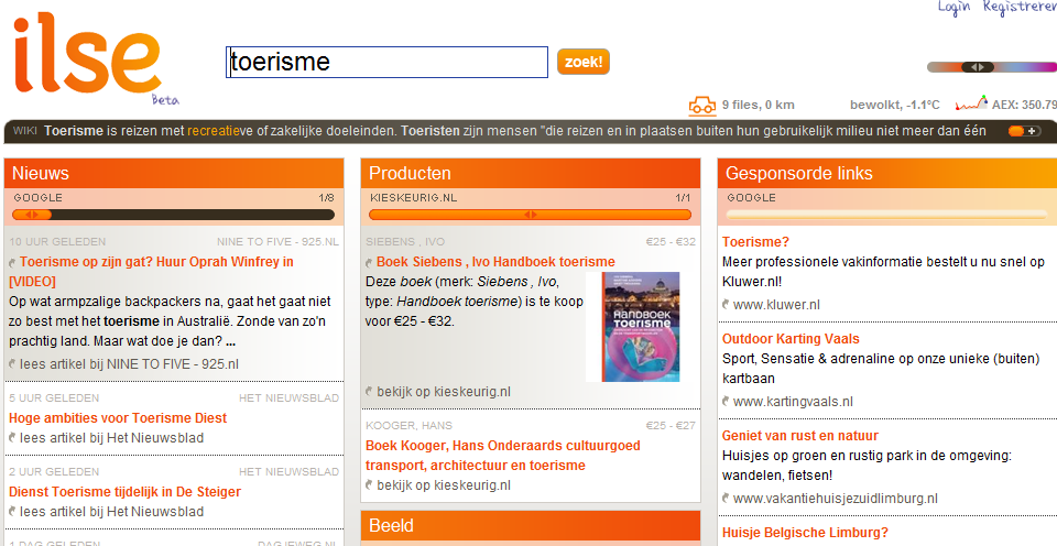 4. Search engines (zoekmachines) 4.1 Een (openbare) search engine voor de Kienehoef De website www.zoeken.nl is een goede search engine, omdat deze erg overzichtelijk is.