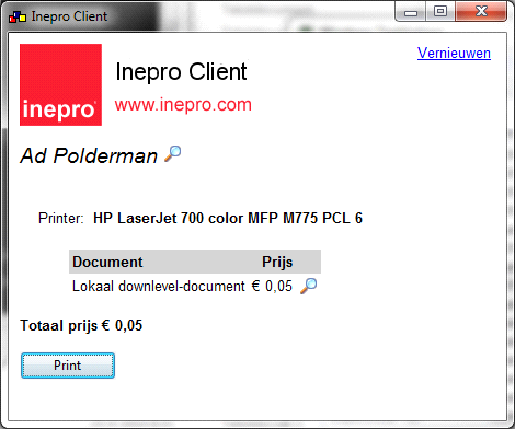 Gebruikersinterface Gebruikersinterface 1. Open de Inepro Client (als deze nog niet omhoog gekomen is) door in het systeemvak op het Inepro Client symbool te drukken (de drie gekleurde vierkanten). 2.