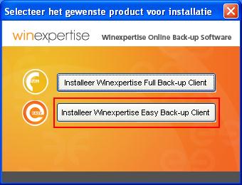 nl 2 Installatie Winexpertise Easy Back-up Client Dubbel klik op het exe bestand wat u van de website heeft