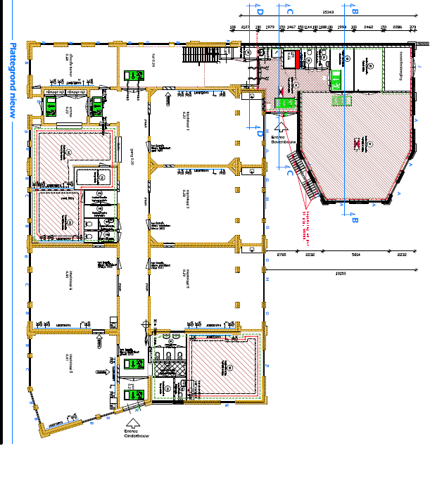 1.6 Plattegrond gebouw Begane grond 1. Directiekantoor 2. Ontvangsthal 3. Administratie 4. Berging 5.