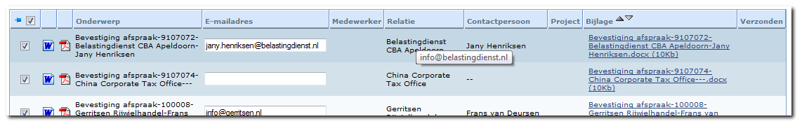 Manager Huidig is bij de samenvoegactie. In het overzicht ziet u om welke medewerker het gaat.