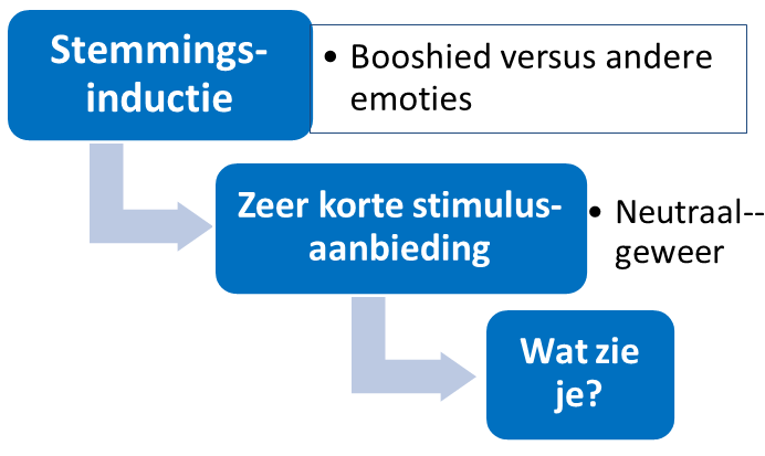 Dit is een grafiekje van de fouten die ze maken. De boze personen maken dus minder fouten bij de geweren (zien ze correcter) en meer fouten bij de neutrale stimuli (zien ze als geweren).