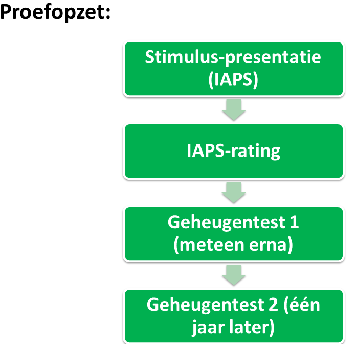 Wagenaars resultaten komen min of meer overeen met de conclusies uit experimenteel onderzoek Incidental memory performance for pictures that varied along the affective dimensions of pleasantness and