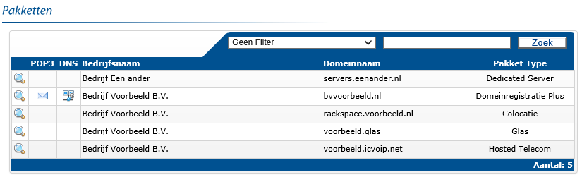 7 Pakketten beheren Wanneer u in het hoofdmenu voor Pakketten kiest zijn er twee mogelijkheden.