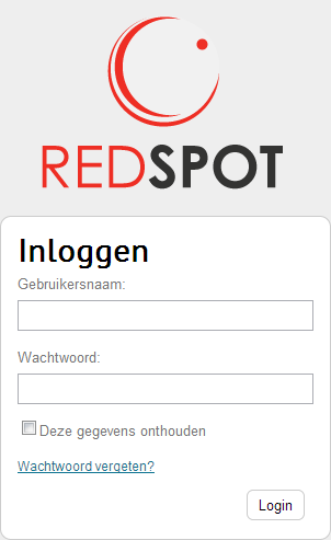 INLOGGEN Inloggen doet u via http://www.domeinnaam.nl/redspot Inlognaam : Wachtwoord : We raden aan om één van de moderne internetbrowsers te gebruiken voor een optimale gebruikerservaring.