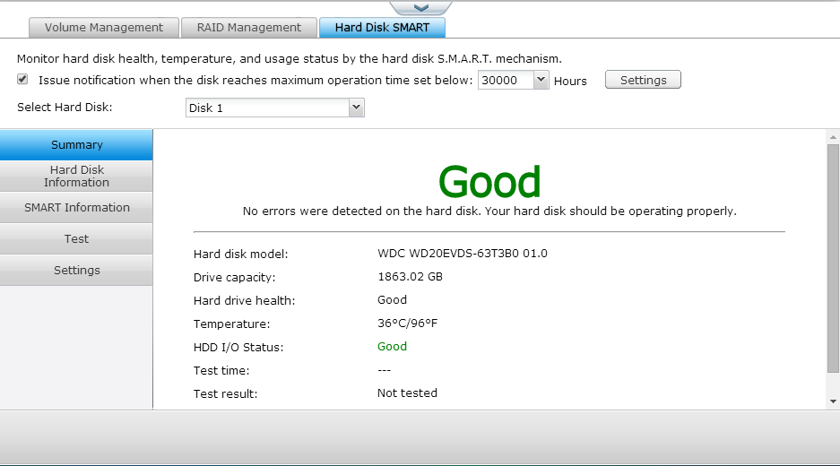 S.M.A.R.T. harde schijf Bewaak de gezondheid, temperatuur en de verbruiksstatus van de harde schijven (HDD) met behulp van HDD S.M.A.R.T. (Self-Monitoring Analysis and Reporting Technology).