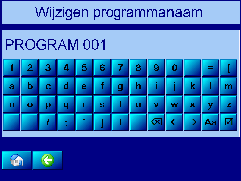 5.2.2) Wijzig programmanaam Ook als voor de optie Wijzig programmanaam wordt gekozen, moet eerst het programma waarvan de naam gewijzigd moet worden, geselecteerd worden (zie hoofdstuk 4.3).