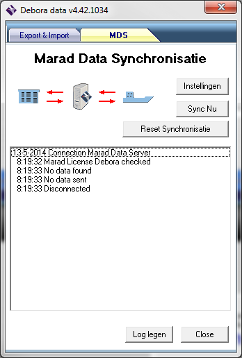 Werking: Aan boord: Als MDS op On staat wordt bij opstarten van Marad gekeken of er op de MDS server nieuwe kantoorwijzigingen (bestand marad4.tac) klaar staan.