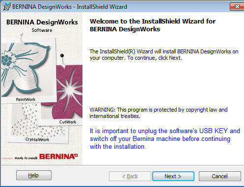 Installatie 7 Installatie Installatiemedium inleggen Leg de BERNINA DesignWorks installatie-cd in het CD-ROM station.