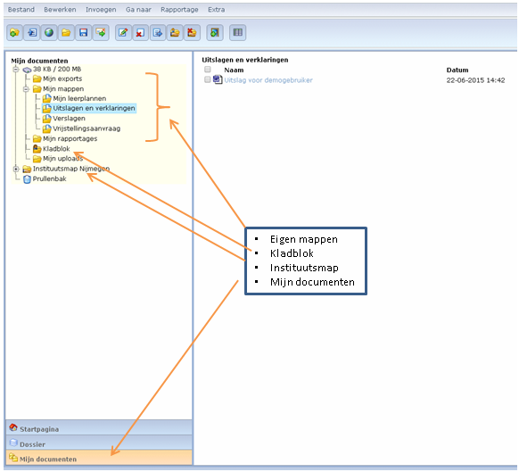 Bestanden en mappen beheren Via de link Mijn documenten, linksonder in beeld, komt u bij een plek waarin u bestanden en mappen kunt beheren.