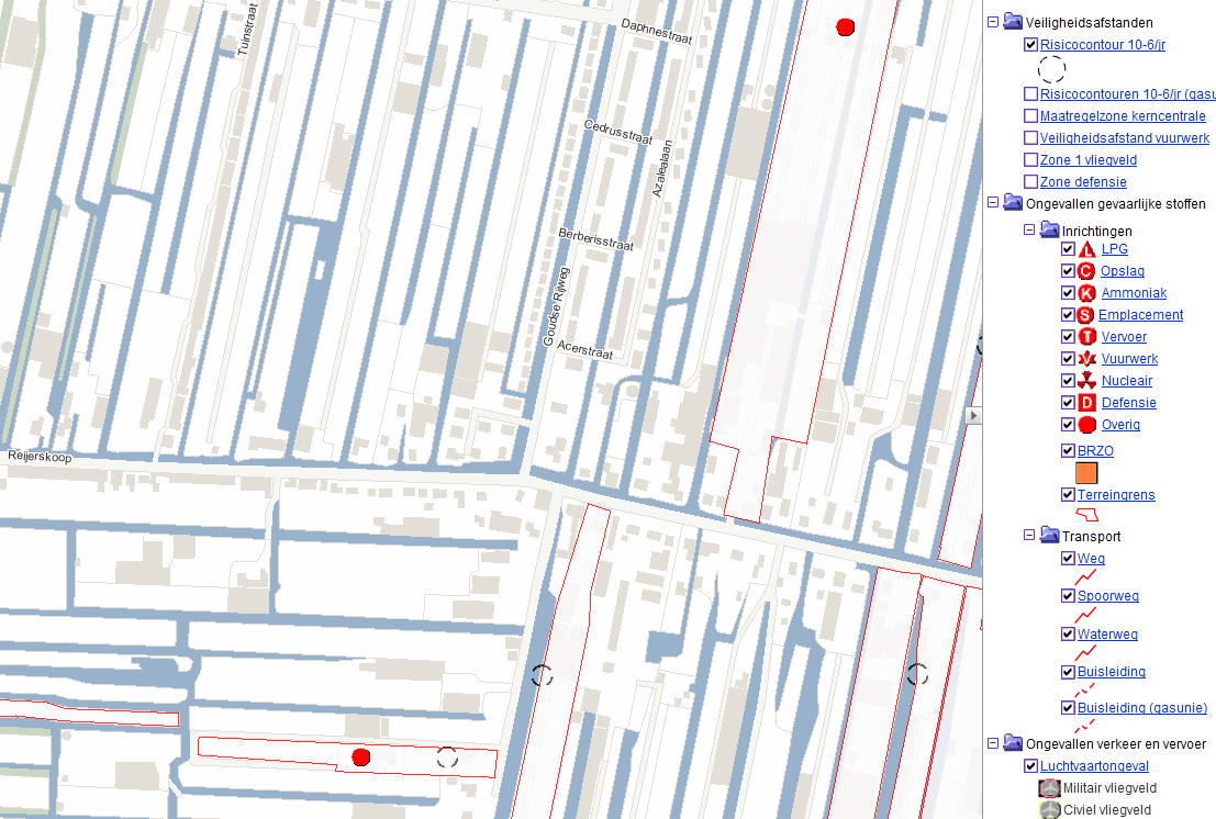 4.1.6 Externe veiligheid Inventarisatie Voor Externe Veiligheid is een aantal bronnen van belang, namelijk het vervoer van gevaarlijke stoffen via de weg, het spoor of het water, het transport door