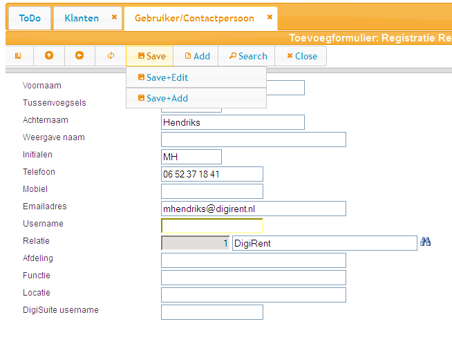 Registreer contactpersoon