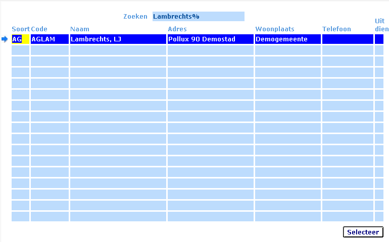 Controle aangever tabel (SH) Tijdens de registratie van een aangifte van overlijden in Nederland moet de gebruiker een aangever invoeren.