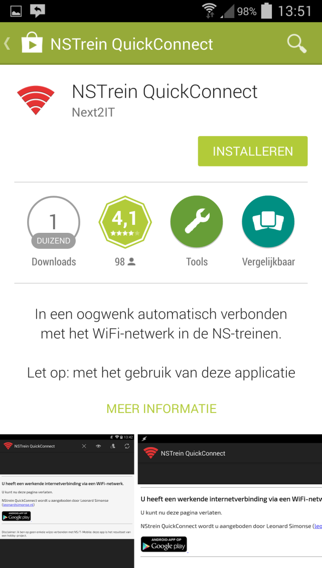 Installatie NSTrein QuickConnect Klik