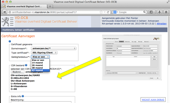 VO-systemen. Elk lokaal bestuur kan middels het gebruikersbeheer een certificatenbeheerder voor zijn eigen domeinen.