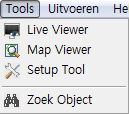 Search Viewer Tools Een andere viewer uitvoeren Als u een van de andere twee toepassingen wilt uitvoeren, selecteert u [Tools] > [Live Viewer] of [Setup Tool] op de menubalk.