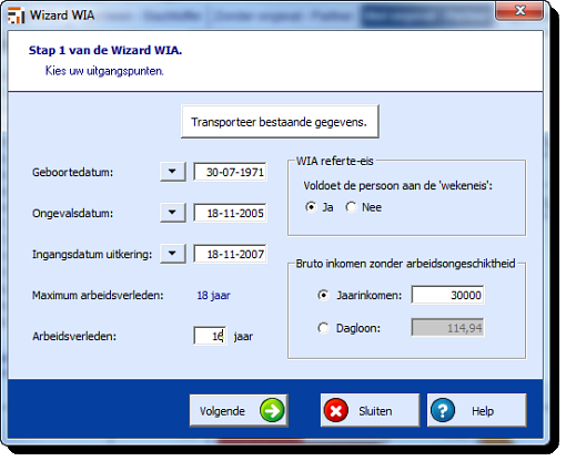 82 10.4 Het RekenProgramma 2014 Wizard WIA De Wizard WIA opent u via het basisscherm-menu Extra.