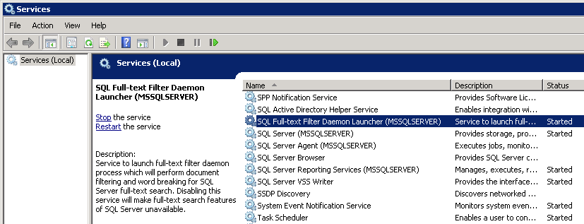 Installatievoorwaarden 2. Schakel het keuzevak Volledige-tekst zoeken in op de pagina Functieselectie van de Instellingenwizard van SQL Server.
