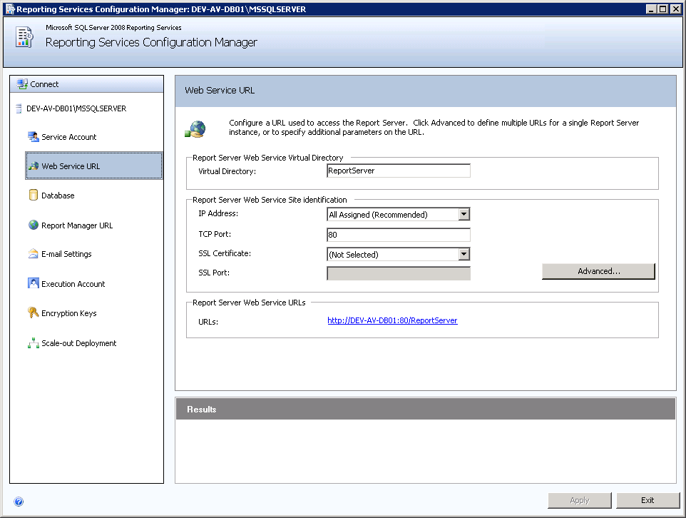 SQL Server Reporting Services configureren 3.