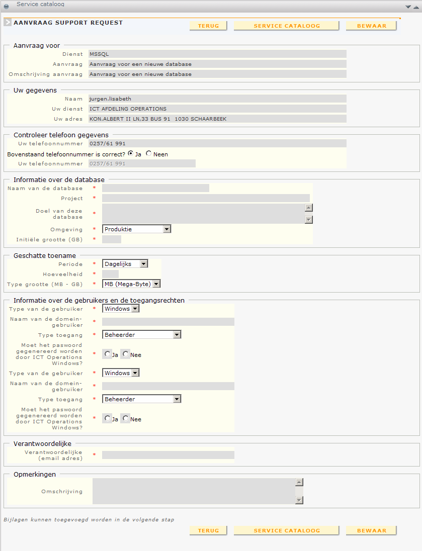 1.5 ICT Service Portal - Formulier