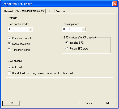 Figuur 3.12: Eigenschappen van een SFC Deze charts worden gedownload naar en uitgevoerd door een (PCS7-)server.