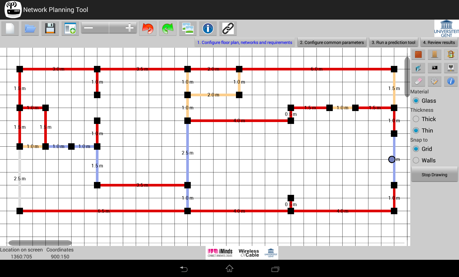 web service can be improved. The shown results on the floor plan are updated with the adjusted values. Figure 2.1: Drawing a floor plan 2.