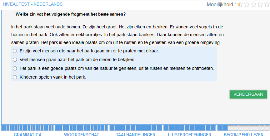 6.5 Begrijpend lezen Het laatste onderdeel, bestaande uit 10 vragen, evalueert uw vaardigheid een geschreven alinea of tekst te begrijpen.