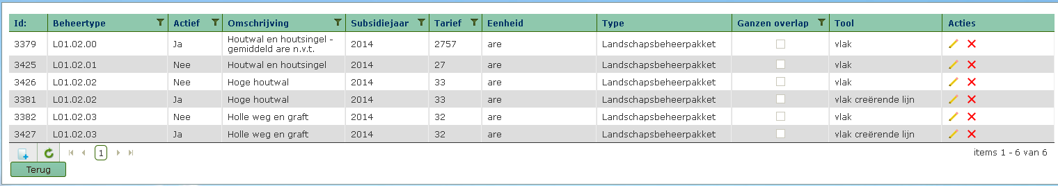 om het juiste relatienummer uit de gewaspercelenkaart over te nemen. Hierna kunt u de groei- of snijactie uitvoeren. 6.