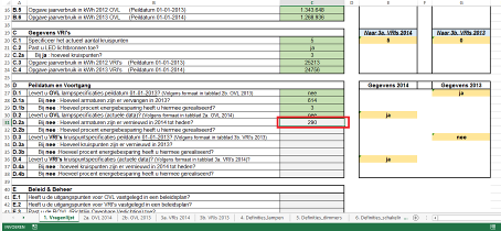 6.6 Specificaties OVL 2014 Indien u in cel C30 ja heeft gekozen kunt u cel C31 leeg laten. Indien u bij D.