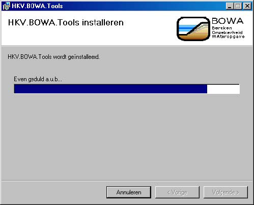 Stap 3. installeren ArcGis toolbox Voordat de installatie van BOWA begint wordt een bevestiging van de installatie getoond.