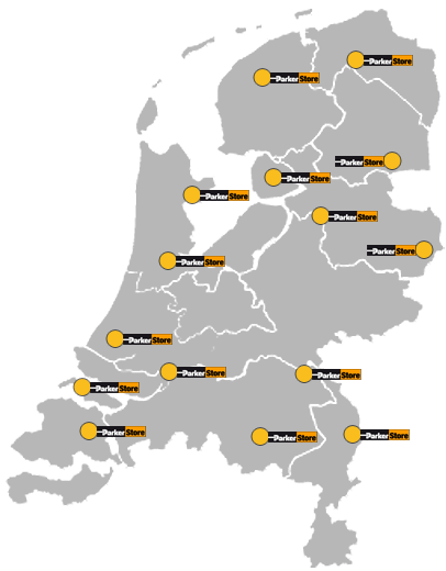 ParkerStores, wie, wat, waar Wie zijn momenteel onze ParkerStores en waar zitten ze in Nederland? ParkerStores: A&C Engineering, Stellendam Nieuw: A.