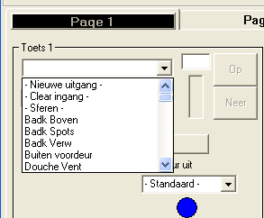 Het scherm hierboven is het programmeerscherm van een schakelaar, waarop de 4 commando's voor de schakelaar zijn weergegeven.