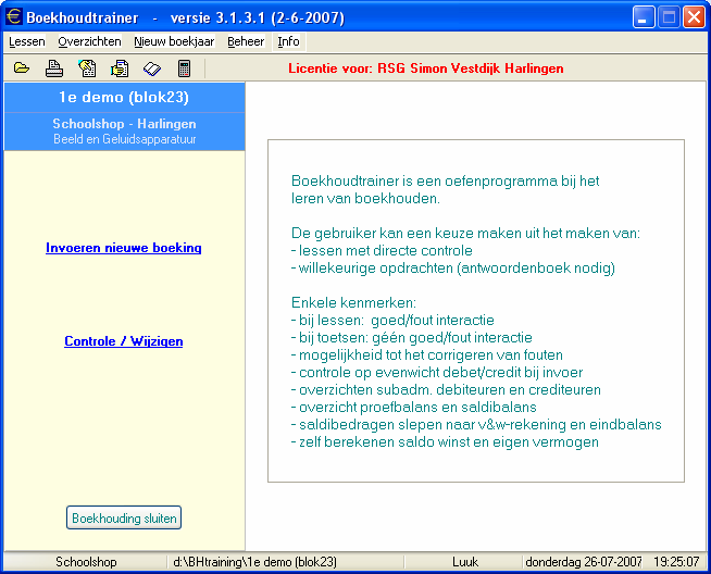 IV. MENU: LESSEN Open nieuwe les Kies: Lessen Open nieuwe les Er zijn drie verschillende mogelijkheden op een les te openen. Klik op het keuzerondje om de gewenste mogelijkheid te selecteren.