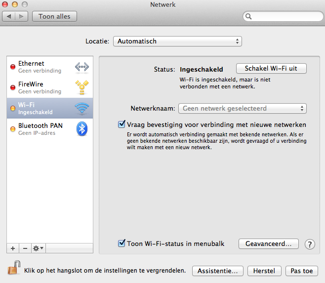 2.5 Mac OS X 10.7 en hoger De volgende stappen werden uitgewerkt op een Mac OS X 10.8.3 Mountion Lion.