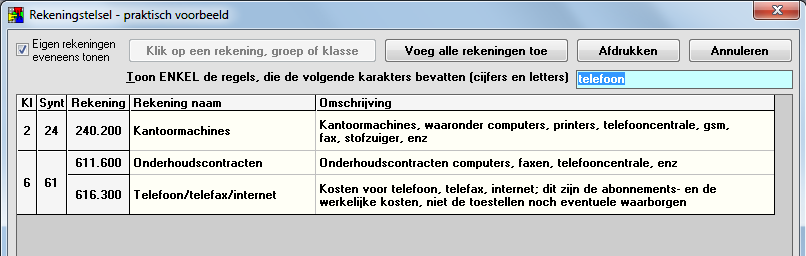 Introgids Winexpert+ Boekhouding - 11 - Typ hier telefoon in De factuur betreft telefoonkosten. Typ in plaats van het nummer de letters 'telefoon' in.