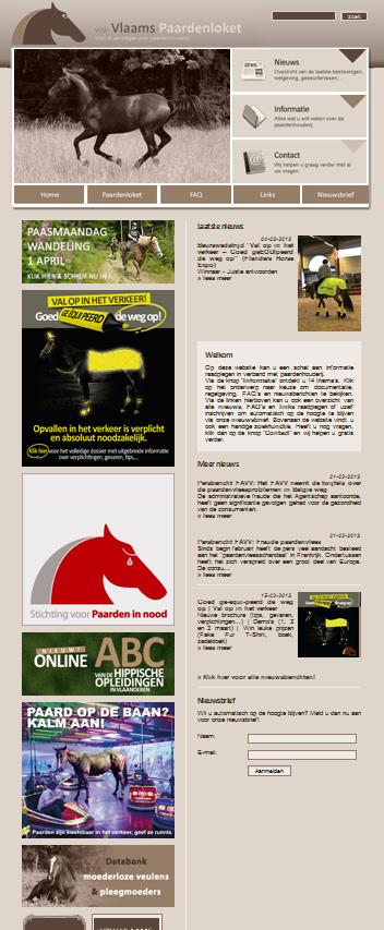 7.3.2. WEBSITE Meermaals per week worden er nieuwe links, nieuwsberichten, documenten, FAQ s, aan de website van vzw Vlaams Paardenloket toegevoegd.