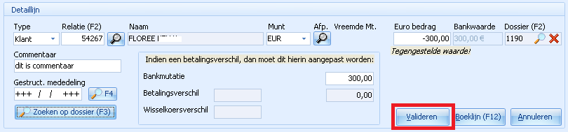 Onderaan kan u het totaal van het afgepunt bedrag raadplegen: Eventueel kan u het afgepunt bedrag ook terugdraaien door de afpunting te selecteren en op de knop te klikken.