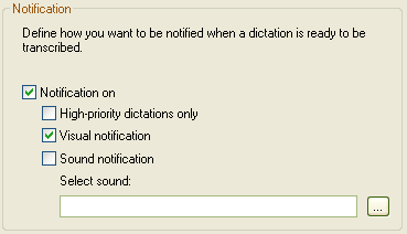 Hoe tewerk gaan om: meldingen te configureren Wanneer u meldingen configureert, ontvangt u een visueel signaal of een geluidssignaal als nieuwe dictaten beschikbaar zijn voor transcriptie.