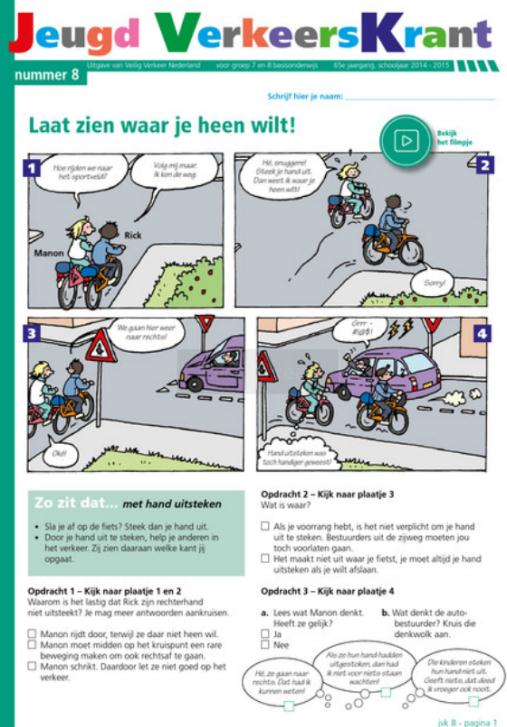Verkeer Methode van Veilig verkeer Nederland: Jeugdverkeerskrant. Kinderen krijgen boekjes.
