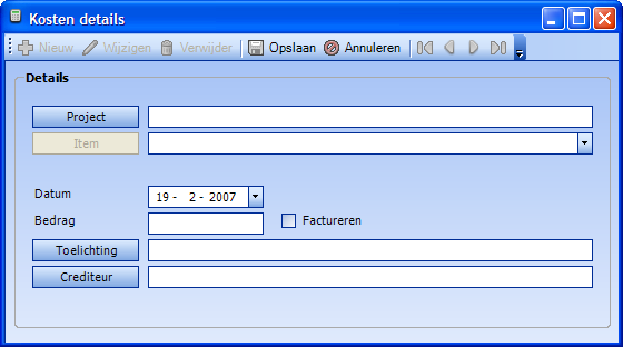 Ook reiskosten die worden geboekt bij het registeren van de uren worden automatisch geregistreerd in de kostenmodule.