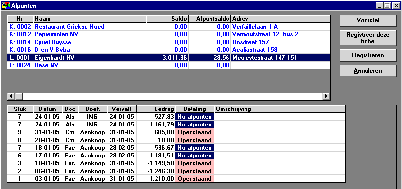 Deel 2d: Hoofdstuk 5 Oplossing oefeningen Financiëel dagboek ING De WINexpert+ kan hier geen passend voorstel formuleren; klik de openstaande posten aan, die bij elkaar horen.