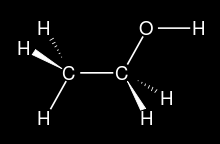 1. INLEIDING 1.1. ALCOHOL Ethanol of C H 6 O is een kleine molecule (zie Figuur 1.1). Ze is zowel water- als vetoplosbaar. 1 Deze stof heeft een hoge energiewaarde van 7,1 kcal/g. Figuur 1.1: Structuur ethanol.