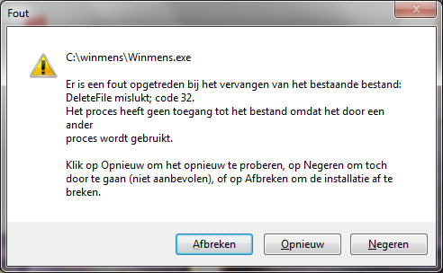 Staat het programma niet meer open maar krijgt u toch deze melding dan dient u