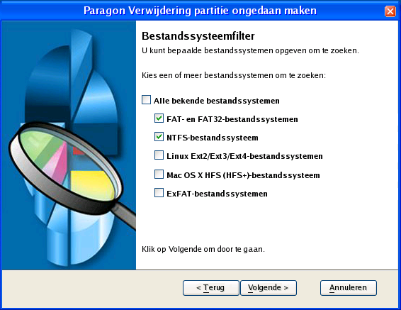 19 5. Kies eventueel specifieke bestandssystemen om naar te zoeken. 6.