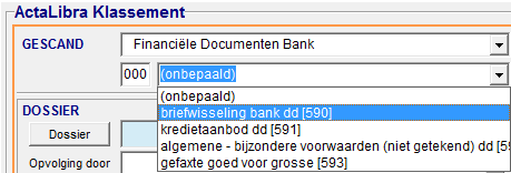 Even in detail : Scancategorie Voor een vlotte en snelle classificatie van de gescande documenten werken we in ActaLibra met een lijst van te scannen document geordend binnen een structuur van