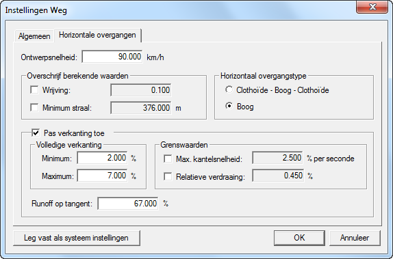 Bepaal het begin van de gecumuleerde afstand. De waarde van de gecumuleerde afstand kan uitgedrukt worden volgens 2 annotatiewijzen: 6150m of 6+150.